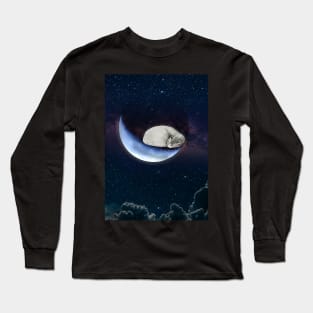 Cat sleeping on the moon Long Sleeve T-Shirt